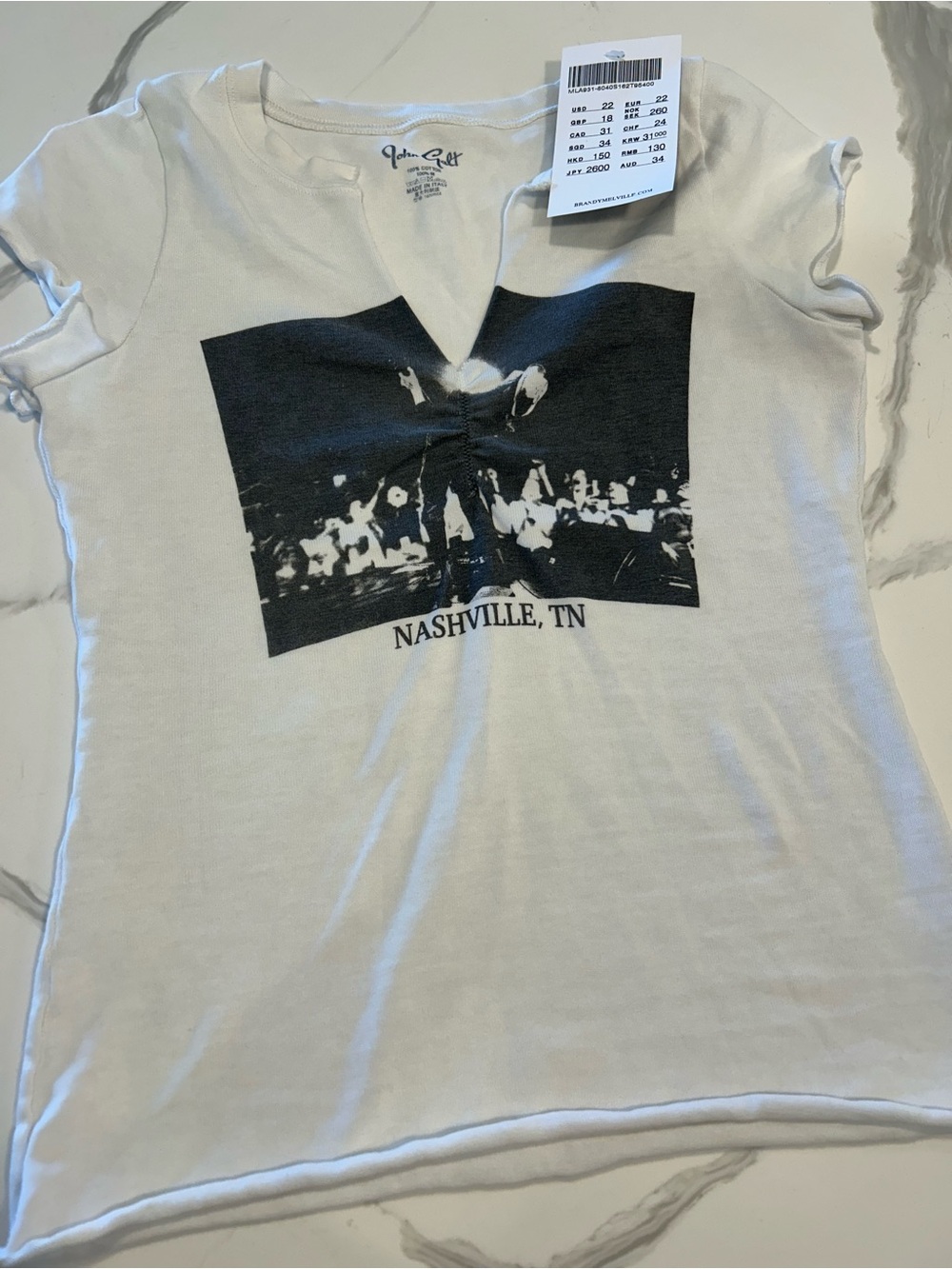 John Galt White Nashville Graphic Tee-One Size